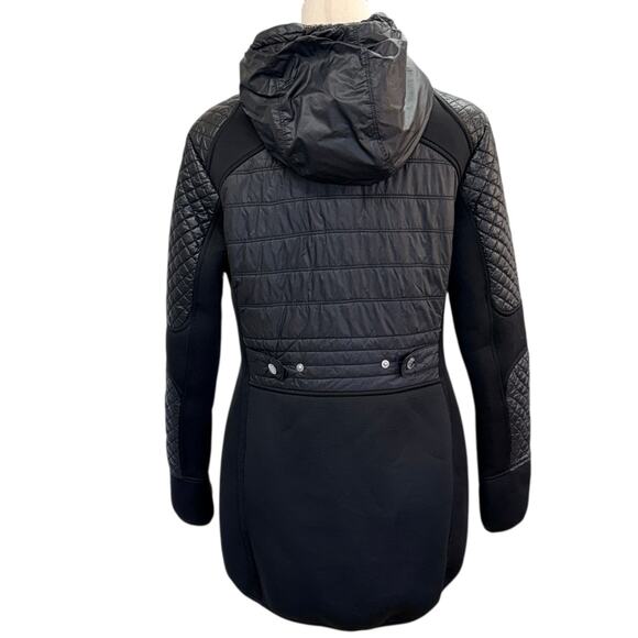 Michael Kors Women's Black moto bubble jacket Quilted Coat M 3/4 length Winter - Picture 2 of 15